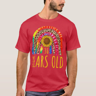 T-shirt 36 Years Old 36th Birthday Tie Dye Sunflower Leopa