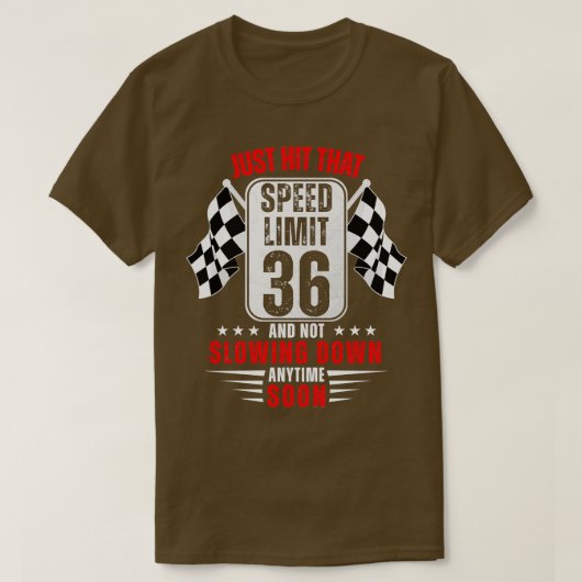 T-shirt 36e anniversaire Limite de vitesse Signal 36 ans v (Design devant)