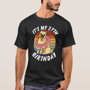 T-shirt 37 ans drôle Pug et Donut Rétro Vintage 37e