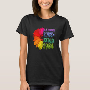 T-shirt 37 Ans Floral Awesome Depuis Novembre 1984 37t