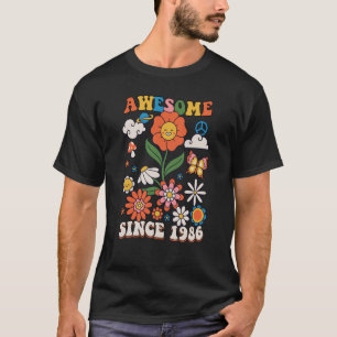 T-shirt 37 Ans Incroyable Depuis 1986 Groovy Rétro 37e Ann