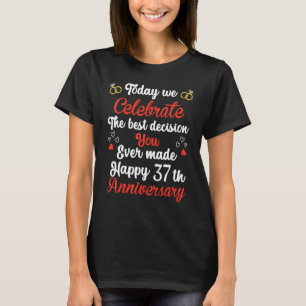 T-shirt 37 Ans Mariage Couples 37ème Année De
