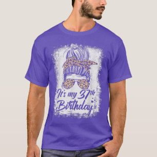 T-shirt 37 Ans Messy Bun Leopard Son 37e anniversaire