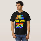 T-shirt 37e anniversaire — Bold, Fun, Rainbow 37, Nom pers (Devant entier)
