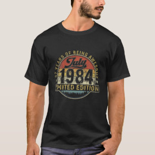 T-shirt 37E Anniversaire Cadeau Retro Juillet 1984 37 Ans