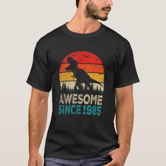 T-shirt 37e anniversaire Dinosaur 37 ans Awesome depuis 1 (Devant)
