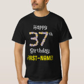 T-shirt 37e anniversaire : Fleurs florales Numéro "37" + N (Devant)