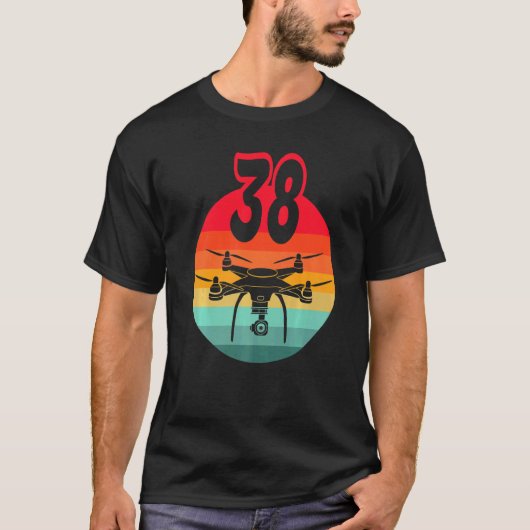 T-shirt 38e Anniversaire I Télécommande Rétro Drones Avec  (Devant)