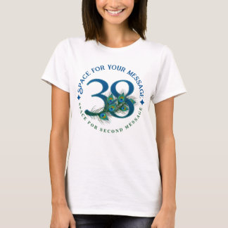 T-shirt 38th Birthday Or Anniversary Peacock Feathers