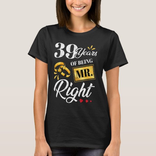 T-shirt 39 Ans D'Être M. Right Funny Couple Mariage A (Devant)