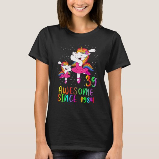 T-shirt 39 Ans Unicorn Ballet Awesome depuis (Devant)
