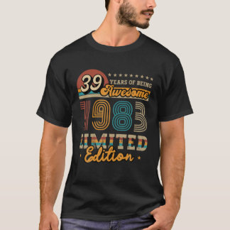 T-shirt 39 ans Vintage 1983 Edition Limitée Idée cadeau 3