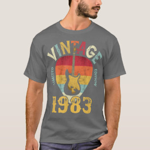 T-shirt 39 ansVieux Vintage 1983 Onglet de guitare 39e ann