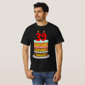 T-shirt 39e Birthday — Fun Cake & Candles, w/ Custom Name (Devant entier)