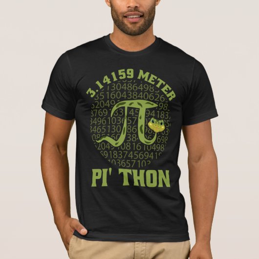 T-shirt 3,14159 Mètres Conception Pi-Thon Python Snake Pi (Devant)