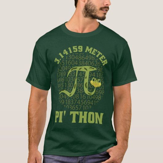 T-shirt 3,14159 Mètres Conception Pi-Thon Python Snake Pi  (Devant)