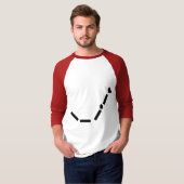 T-shirt 3/4 raglan de base blanc/rouge de douille (Devant entier)