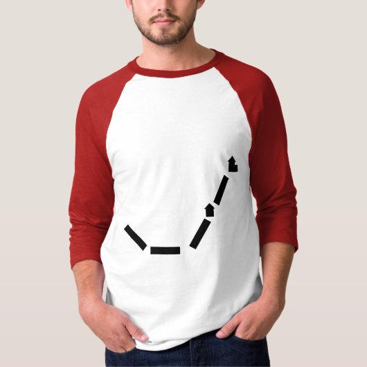 T-shirt 3/4 raglan de base blanc/rouge de douille (Devant)