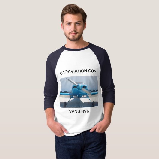 T-shirt 3/4 raglan de longueur avec les fourgons RV6 + (Devant entier)