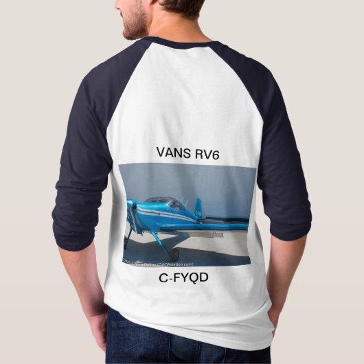 T-shirt 3/4 raglan de longueur avec les fourgons RV6 + (Dos)