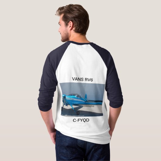 T-shirt 3/4 raglan de longueur avec les fourgons RV6 + (Dos entier)