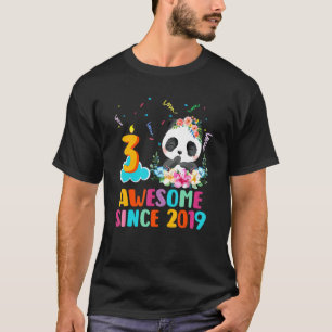 T-shirt 3 Ancien Panda Unicorn Awesome depuis 2019 3ème Bi