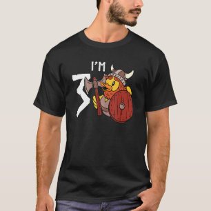 T-shirt 3 Anniversaire Garçon Cute Viking Caoutchouc P