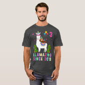T-shirt 3 ans 3e anniversaire Sloth Riding Llama Kids (Devant entier)