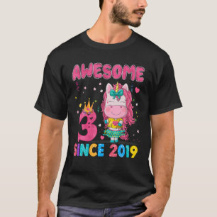 T-shirt 3 Ans 3E Anniversaire Unicorn Cadeaux Awesen Péché