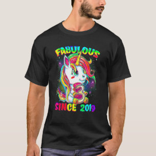 T-shirt 3 ans 3e anniversaire Unicorn Girl Fabulous Sin