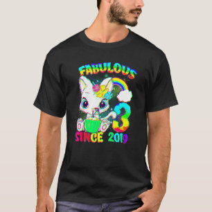 T-shirt 3 Ans 3ème anniversaire mignon Fille de chat Fabul