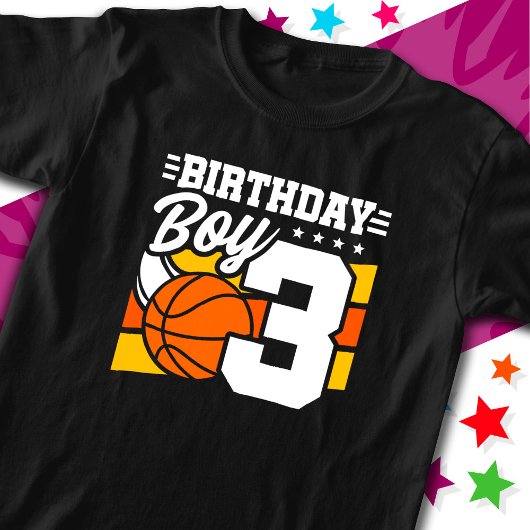 T-shirt 3 ans Basketball Party Thème 3ème anniversaire gar