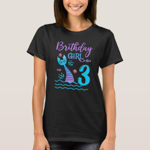 T-shirt 3 ans Cadeau Mermaid queue 3e anniversaire fille D