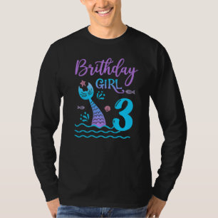 T-shirt 3 ans Cadeau Mermaid queue 3e anniversaire fille D