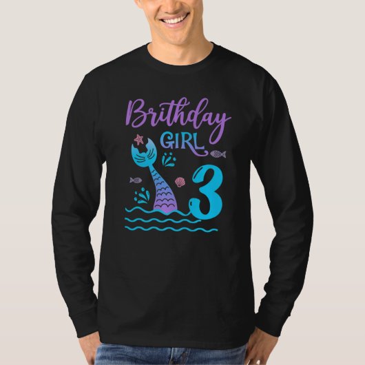 T-shirt 3 ans Cadeau Mermaid queue 3e anniversaire fille D (Devant)