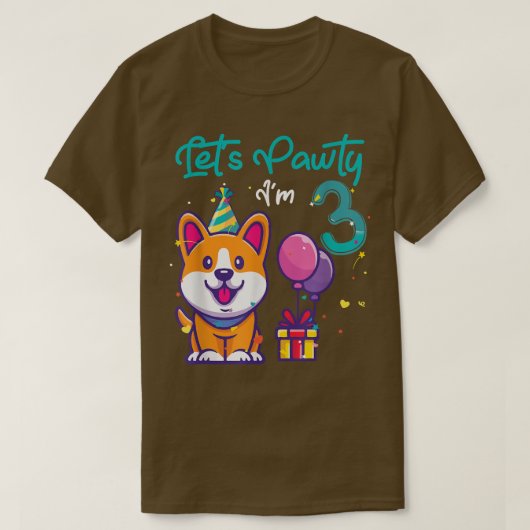 T-shirt 3 Ans Corgi Amoureux des chiens 3e anniversaire Pa (Design devant)