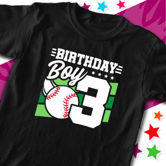 T-shirt 3 Ans de la fête de baseball Thème 3ème anniversai