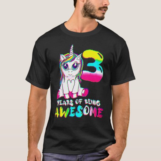 T-shirt 3 Ans fille mignonne Unicorn 3e Anniversaire Class (Devant)