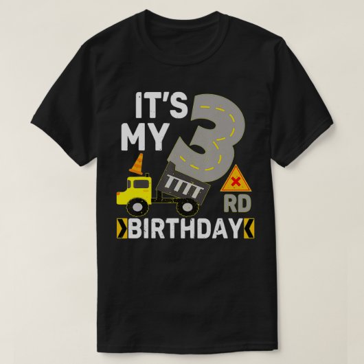 T-shirt 3 ans Garçon C'est mon 3e anniversaire Constructio (Design devant)
