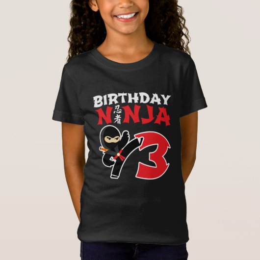 T-Shirt 3 ans Karate Ninja Party Enfants 3e anniversaire (Devant)
