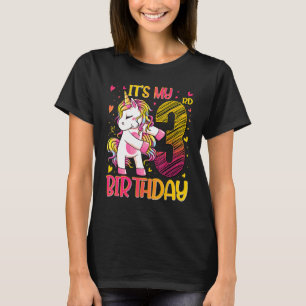 T-shirt 3 Ans Unicorne Flossant 3ème Anniversaire Girl Uni