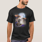 T-shirt 3 Bunnies Howling At The Moon Funny Rabbit Bunny L (Devant)