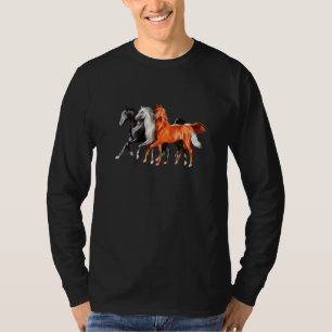 T-shirt 3 Chevaux Retro Cheval Vintage Équitation Rid