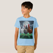 T-shirt 3 Chickens chilling out watching the moon  (Devant entier)
