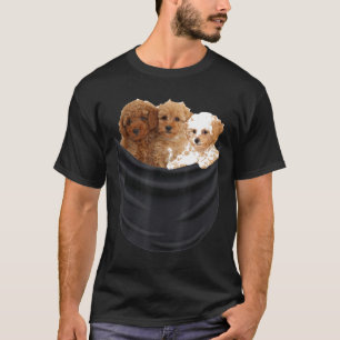 T-shirt 3 Chien De Poodle Dans Poche Drôle Cadeau Pour Hom