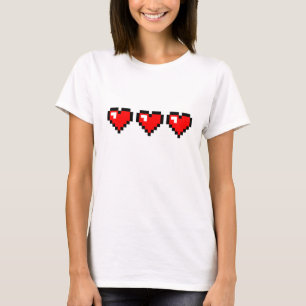 T-shirt 3 coeurs rouges de pixel