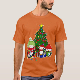 T-shirt 3 Costume de pingouins Trois Père Noël joli sapin