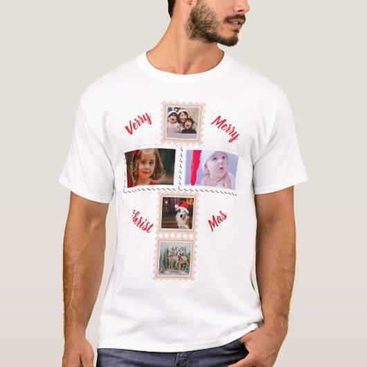 T-shirt 3 Custom Phots Christmas Cross Matching  (Devant)