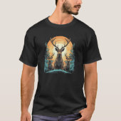 T-shirt 3 Deer With Full Moon in Background - Deer Lovers (Devant)