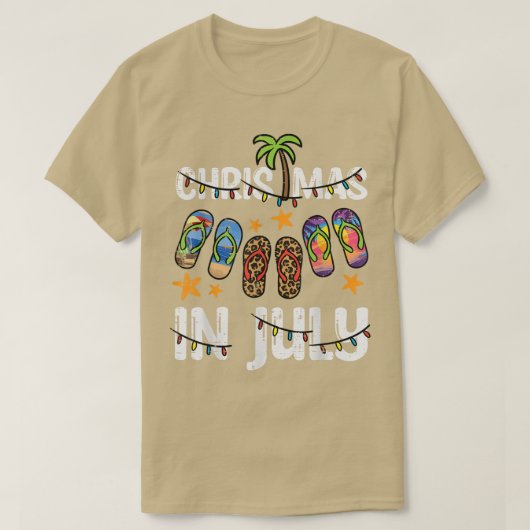 T-shirt 3 Flip flops Christmas In July Summer Xmas Beach W (Design devant)